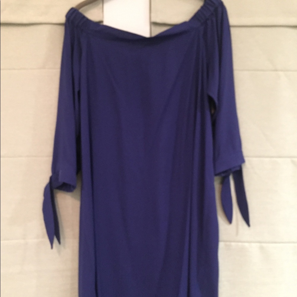 Loft navy blue off the shoulder dress w/ties!
